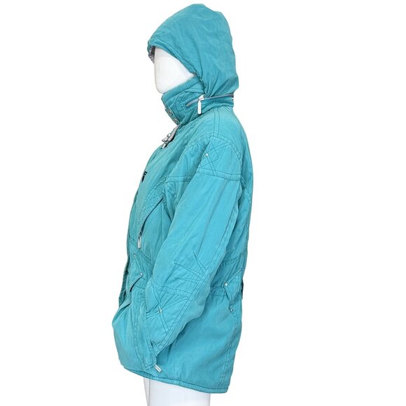 Tyrolia Ski Jacket Women’s L Teal Hooded Insulated 80s Retro Alpine Winter - Picture 3 of 16